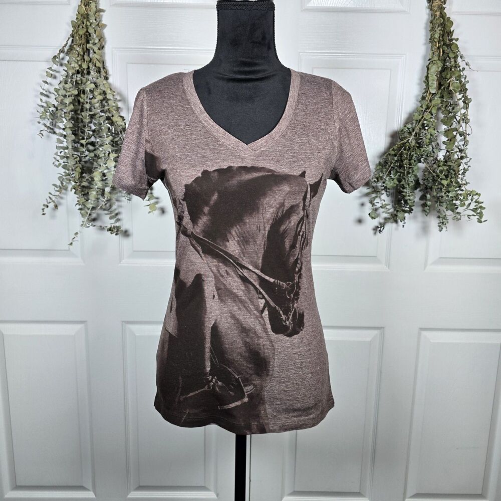 Noble Equestrian Brown Horse Riding Graphic T-Shirt Medium Horse Lover